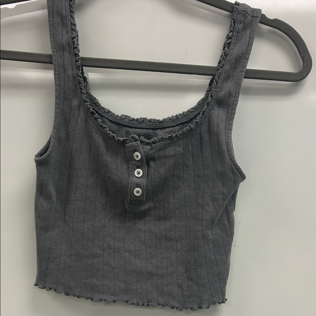 American Eagle Outfitters Gray Ribbed Tank Top